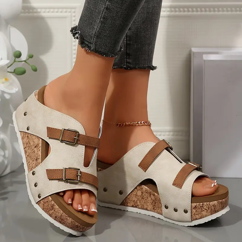 Siena Cork Wedge Sandals