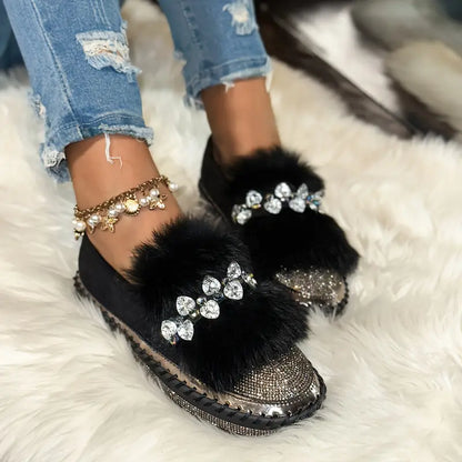 Aurora – Luxe Fur & Sparkle Comfort Loafer