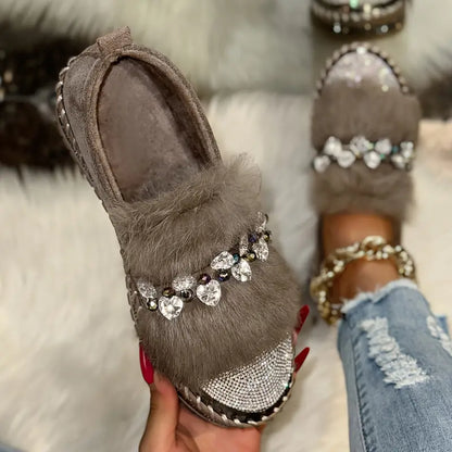 Aurora – Luxe Fur & Sparkle Comfort Loafer