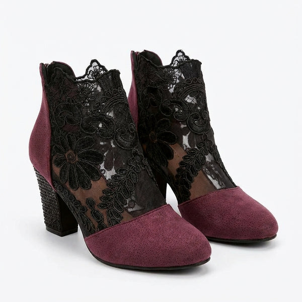 Charlotte - Stylish Flower Lace Heels With Handmade Details
