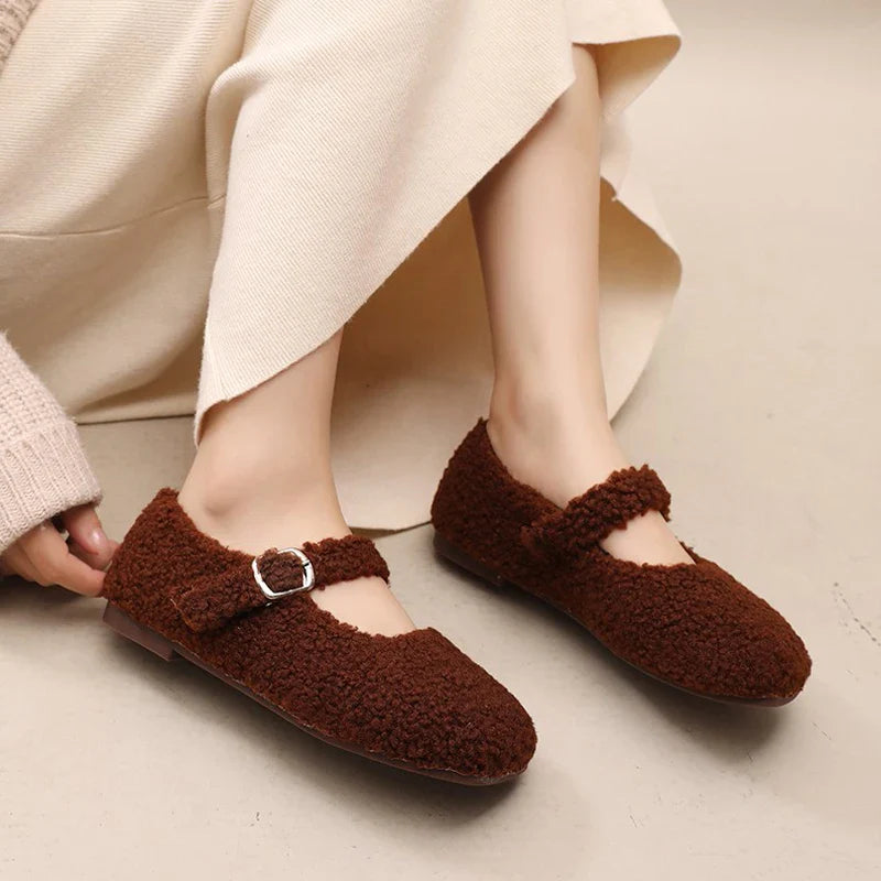 Luxe Lambswool Mary Jane Flats