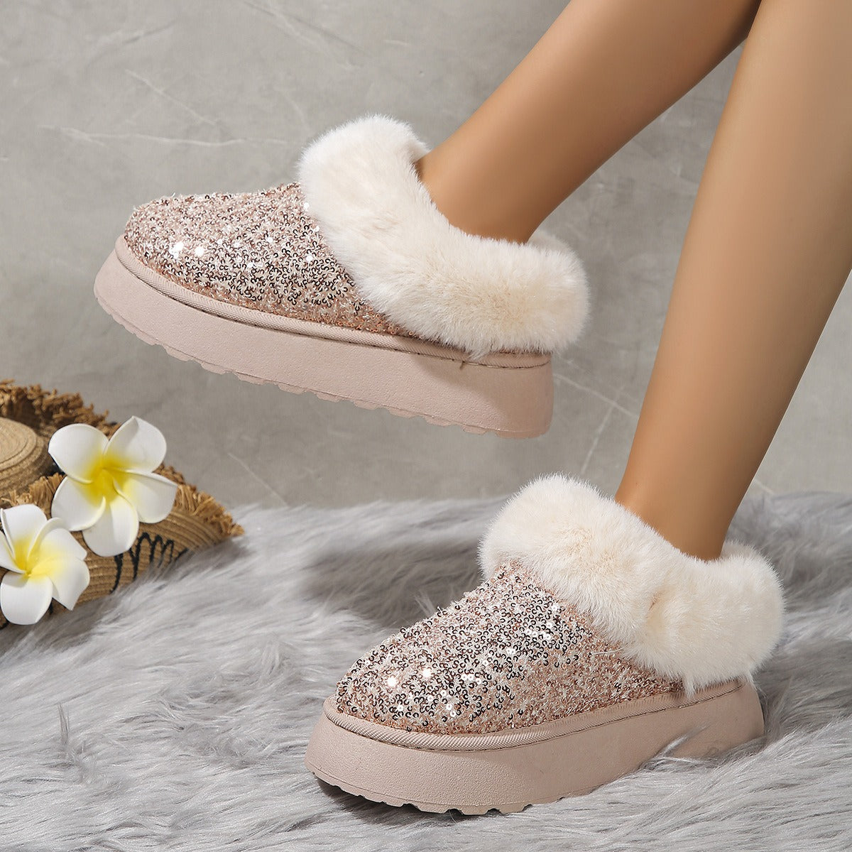CrystalFur Comfy Platform Boots