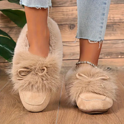 Cozy Bow Loafers – Plush Comfort with Everyday Elegance
