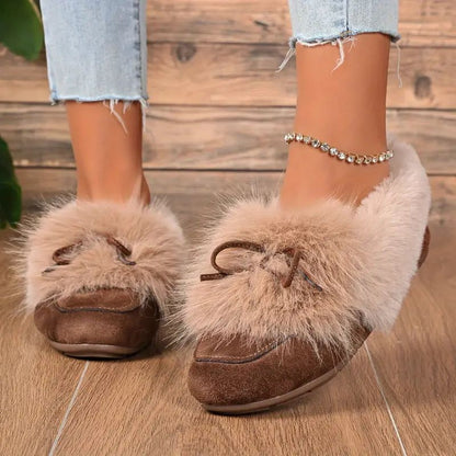 Cozy Bow Loafers – Plush Comfort with Everyday Elegance