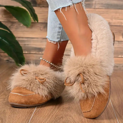 Cozy Bow Loafers – Plush Comfort with Everyday Elegance