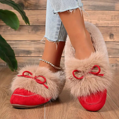 Cozy Bow Loafers – Plush Comfort with Everyday Elegance