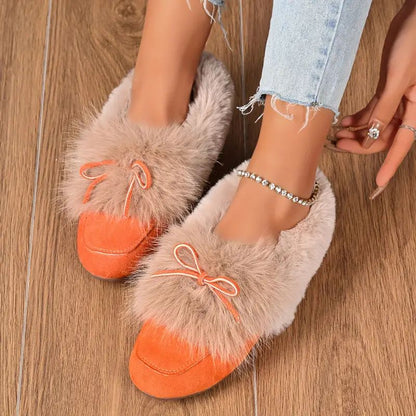 Cozy Bow Loafers – Plush Comfort with Everyday Elegance